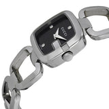Gucci G Diamonds Black Dial Silver Steel Strap Watch For Women - YA125509