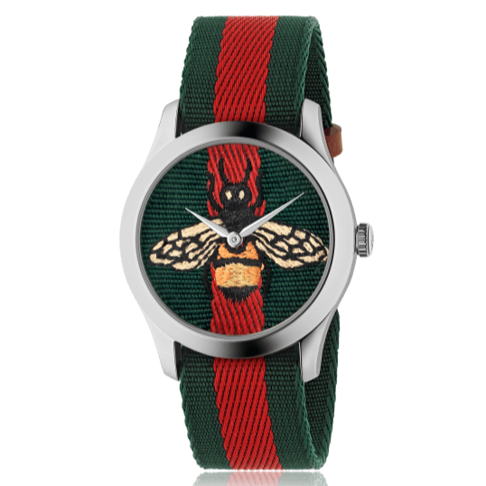 Gucci Le Marche des Merveilles Red & Green Dial Red & Green Nylon Strap Unisex Watch - YA1264060