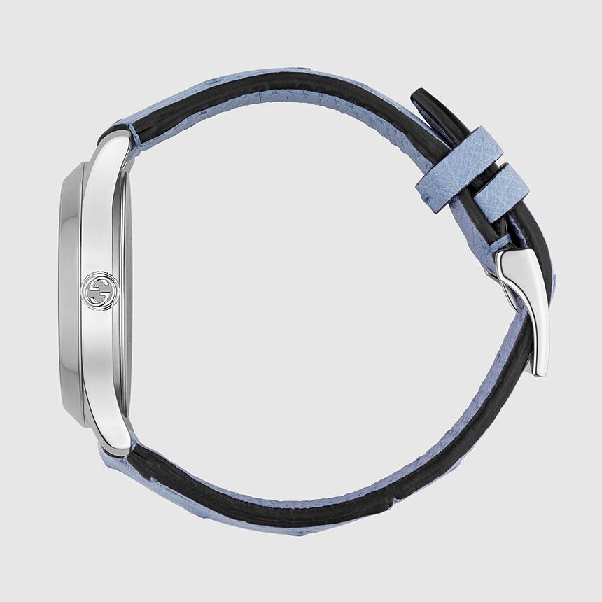 Gucci G Timeless Automatic Mother of Pearl Dial Blue Leather Strap Watch For Women - YA1264113