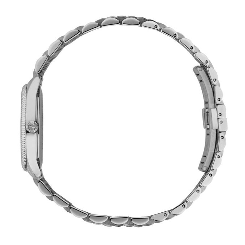 Gucci G Timeless Quartz Black Dial Silver Steel Strap Watch For Women - YA1265020