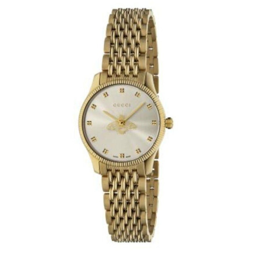 Gucci G Timeless Quartz Mother of Pearl Dial Gold Steel Strap Watch For Women - YA1265021