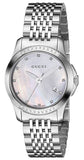 Gucci G Timeless Diamonds Mother of Pearl Dial Silver Steel Strap Watch For Women - YA126510