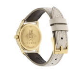 Gucci G Timeless Quartz White Dial White Leather Strap Watch For Women - YA126580A