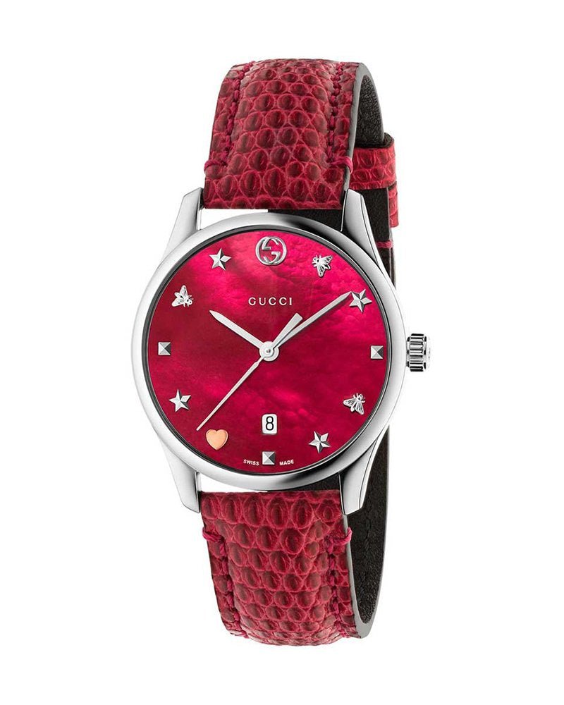 Gucci G-Timeless Cherry Red Mother of Pearl Dial 27mm Watch For Women - YA126584
