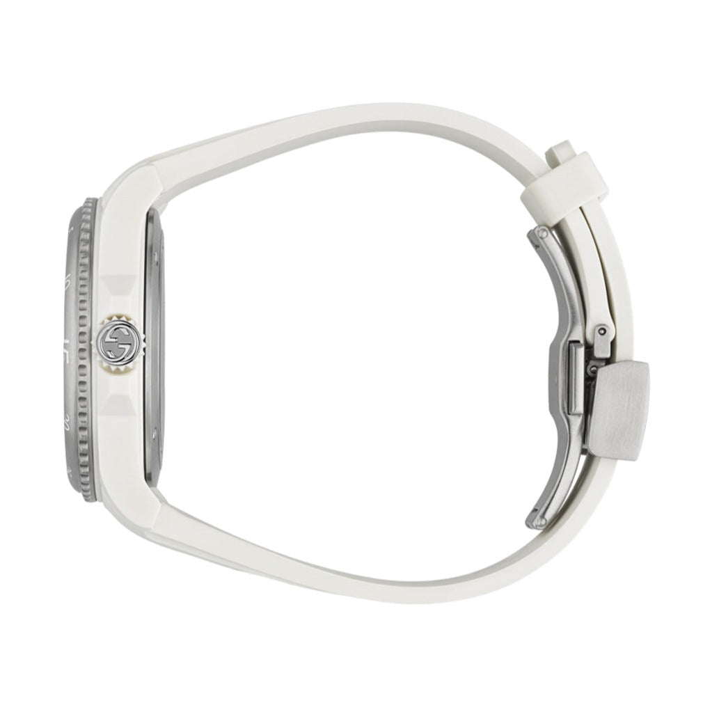 Gucci Dive Automatic Transparent Dial White Rubber Strap Watch For Men - YA136343