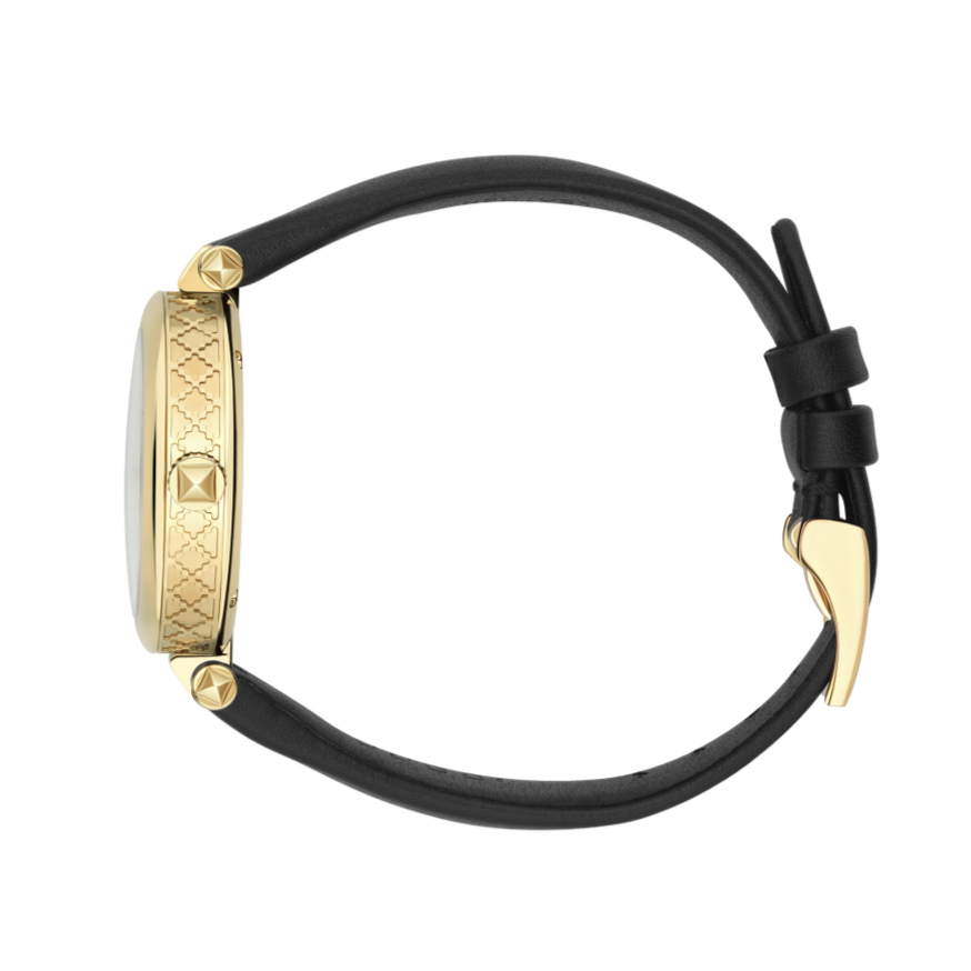 Gucci Diamantissima Quartz Mother of Pearl Dial Black Leather Strap Watch for Women - YA141404