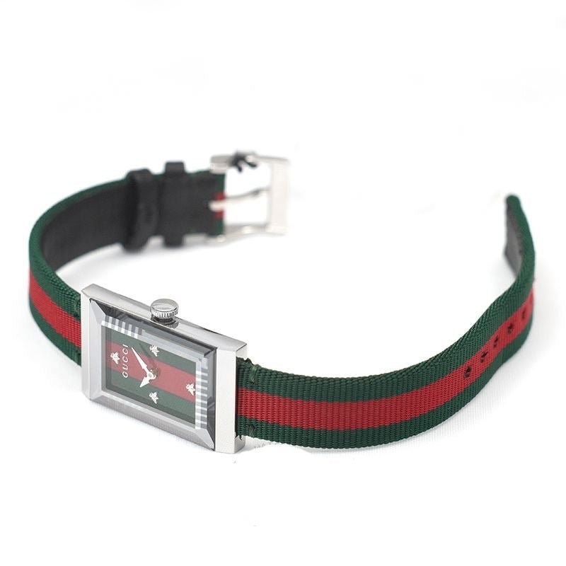 Gucci G-Frame Mother of Pearl Dial Two Tone Nylon Strap Watch For Women - YA147404