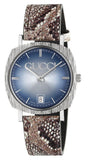 Gucci Grip Vintage Blue Dial Snakeskin Brown Leather Strap Watch for Women - YA152401