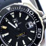 Tag Heuer Aquaracer Calibre 5 Automatic Black Dial Black Rubber Strap Watch for Men - WAY211A.FT6151