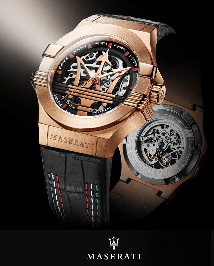 Maserati Potenza Skeleton Limited Edition Dial Black Strap Watch For Men - R8821108026