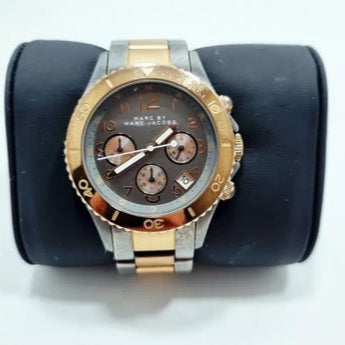 Marc Jacobs Marc Chronograph Grey Dial Two Tone Steel Strap Watch for Men - MBM3157