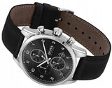 Hugo Boss Skymaster Black Dial Black Leather Strap Watch for Men - 1513782