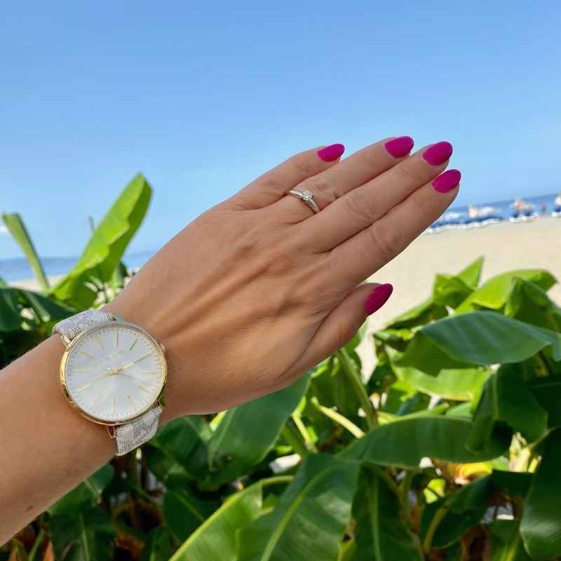 Michael Kors Pyper Quartz Silver Dial White Leather Strap Watch For Women - MK2858