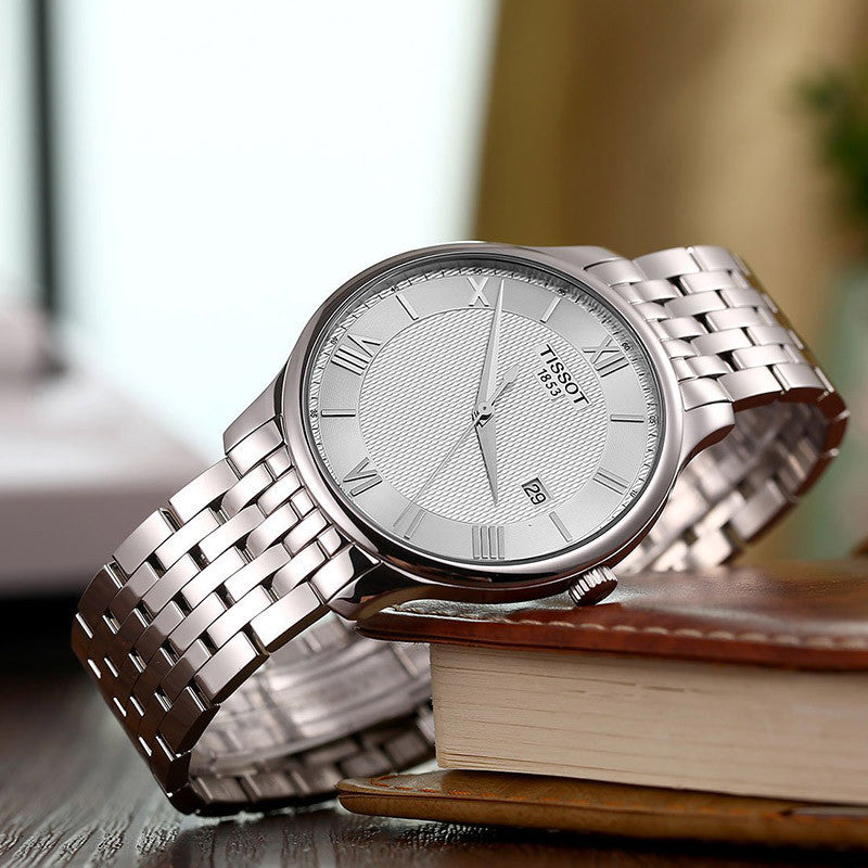 Tissot T Classic Tradition Silver Dial Silver Steel Strap Watch For Men - T063.610.11.038.00