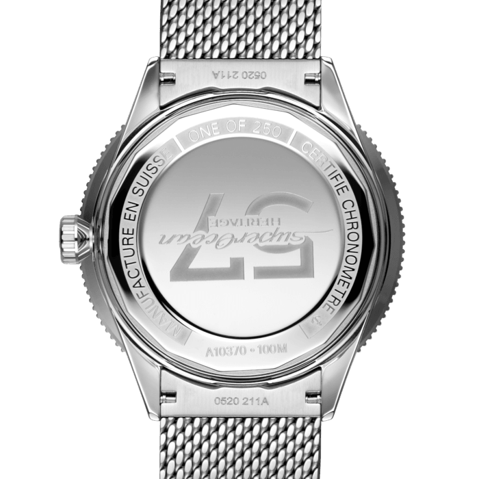 Breitling Superocean Heritage '57 Black Dial Silver Mesh Bracelet Watch for Men - A10370121B1A1