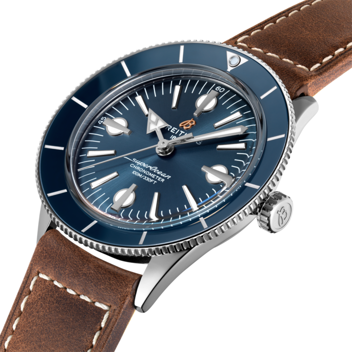 Breitling Superocean Heritage '57 Blue Dial Brown Leather Strap Watch for Men - A10370161C1X1