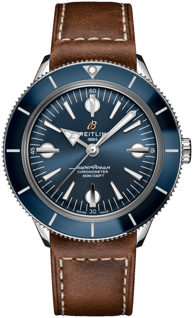 Breitling Superocean Heritage '57 Blue Dial Brown Leather Strap Watch for Men - A10370161C1X1