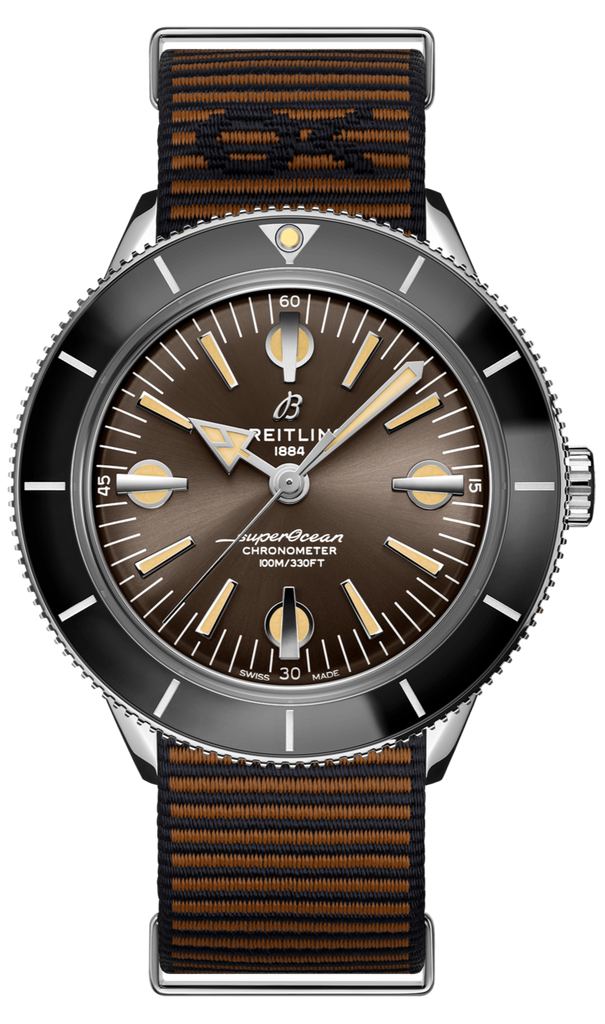 Breitling Superocean Heritage '57 Outerknown Brown Dial Brown NATO Strap Watch for Men - A103703A1Q1W1