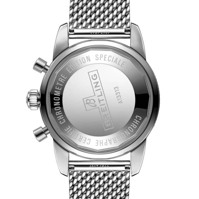 Breitling Superocean Heritage Chronograph 44 Green Dial Silver Mesh Bracelet Watch for Men - A13313121L1A1