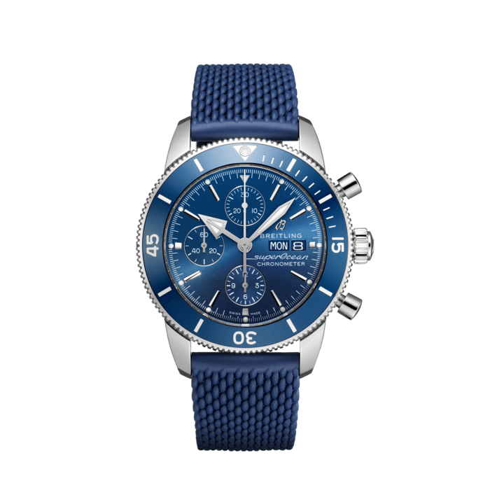 Breitling Superocean Heritage Chronograph 44 Blue Dial Blue Mesh Bracelet Watch for Men - A13313161C1S1