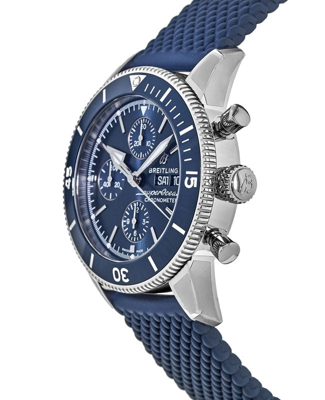 Breitling Superocean Heritage Chronograph 44 Blue Dial Blue Mesh Bracelet Watch for Men - A13313161C1S1