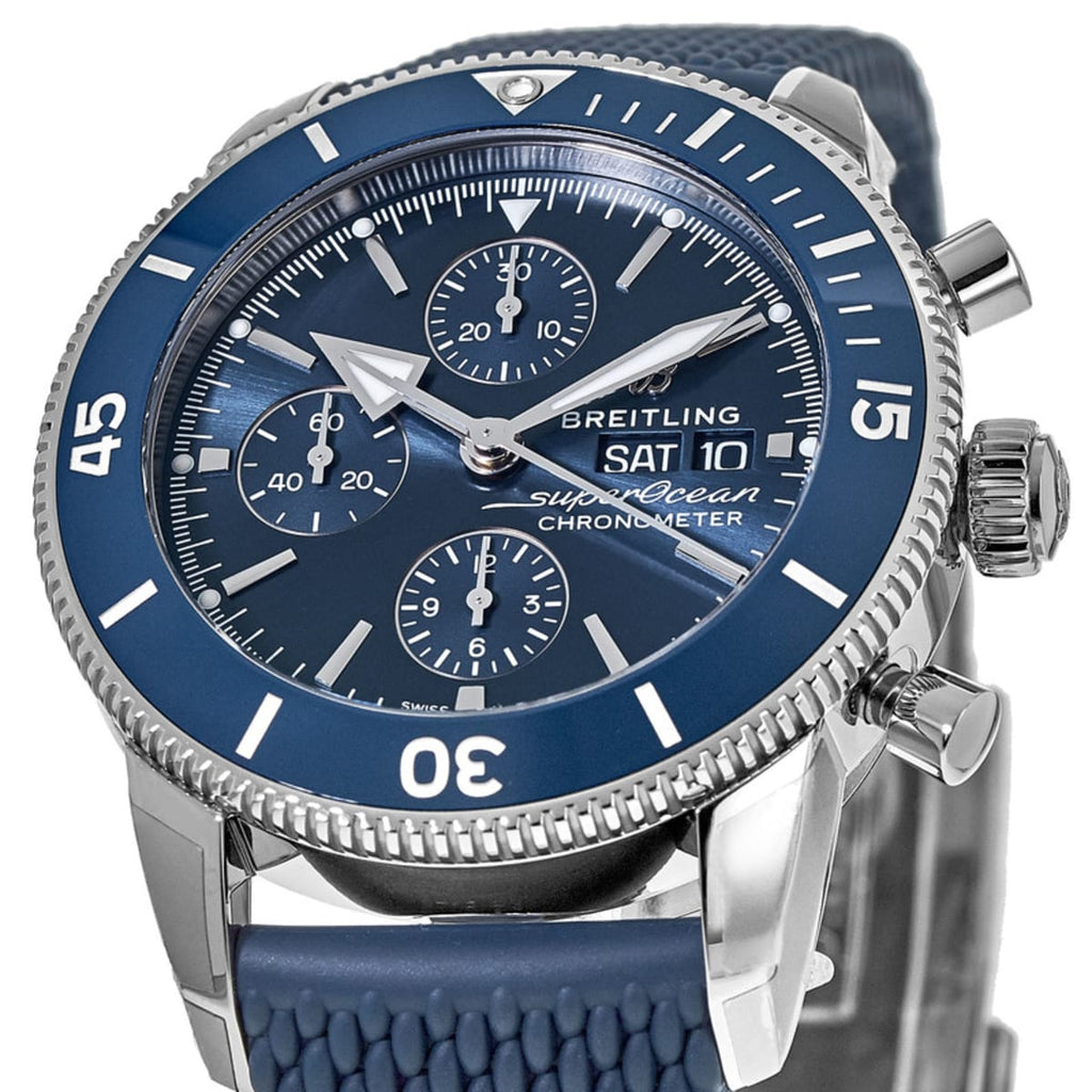 Breitling Superocean Heritage Chronograph 44 Blue Dial Blue Mesh Bracelet Watch for Men - A13313161C1S1