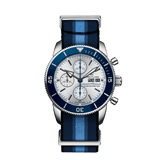 Breitling Superocean Heritage Chronograph 44 Ocean Conservancy Silver Dial Two Tone NATO Strap Watch for Men - A133131A1G1W1