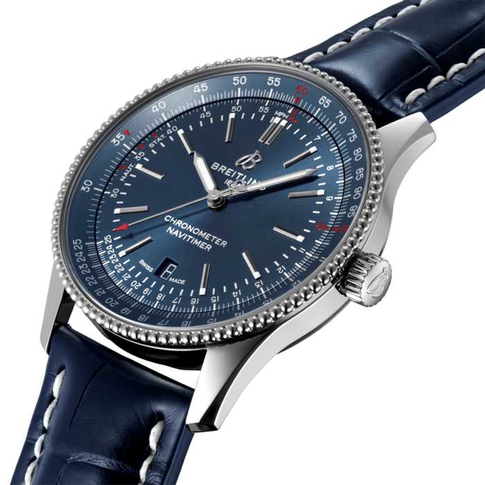 Breitling Navitimer Automatic 41 Blue Dial Blue Leather Strap Watch for Men - A17326161C1P3