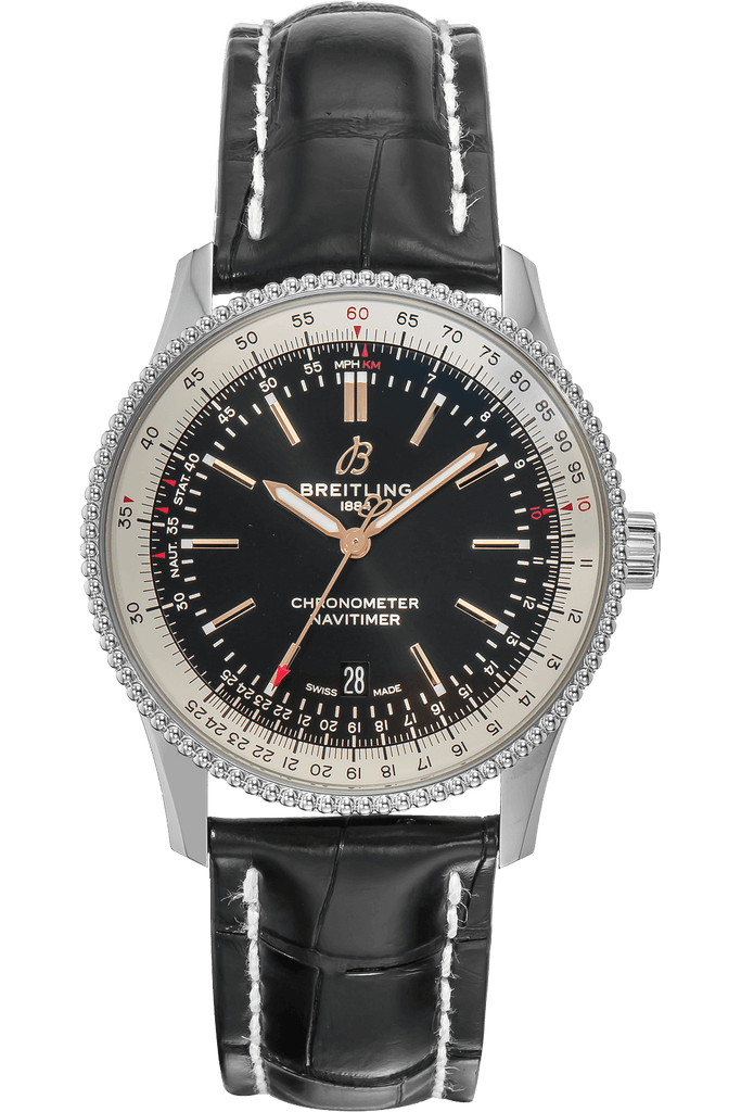 Breitling Navitimer 1 Automatic 41mm Black Dial Black Leather Strap Mens Watch - A17326211B1P2