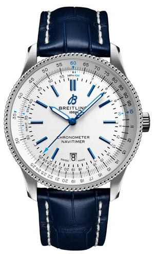Breitling Navitimer Automatic 41mm White Dial Blue Leather Strap Watch for Men - A173263A1G1P1