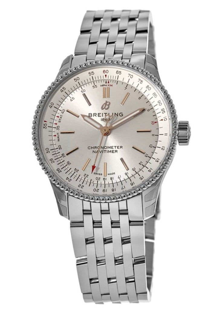 Breitling Navitimer Automatic 35 White Dial Silver Steel Strap Watch for Men - A17395F41G1A1