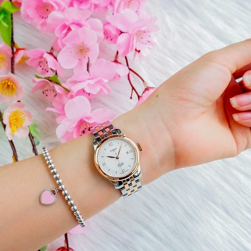 Tissot T Classic Le Locle Automatic Silver Dial Two Tone Steel Strap Watch For Women - T006.207.22.038.00