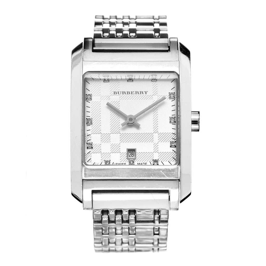 Burberry Heritage Diamond White Dial Silver Stainless Steel Strap Watch for Women - BU1583