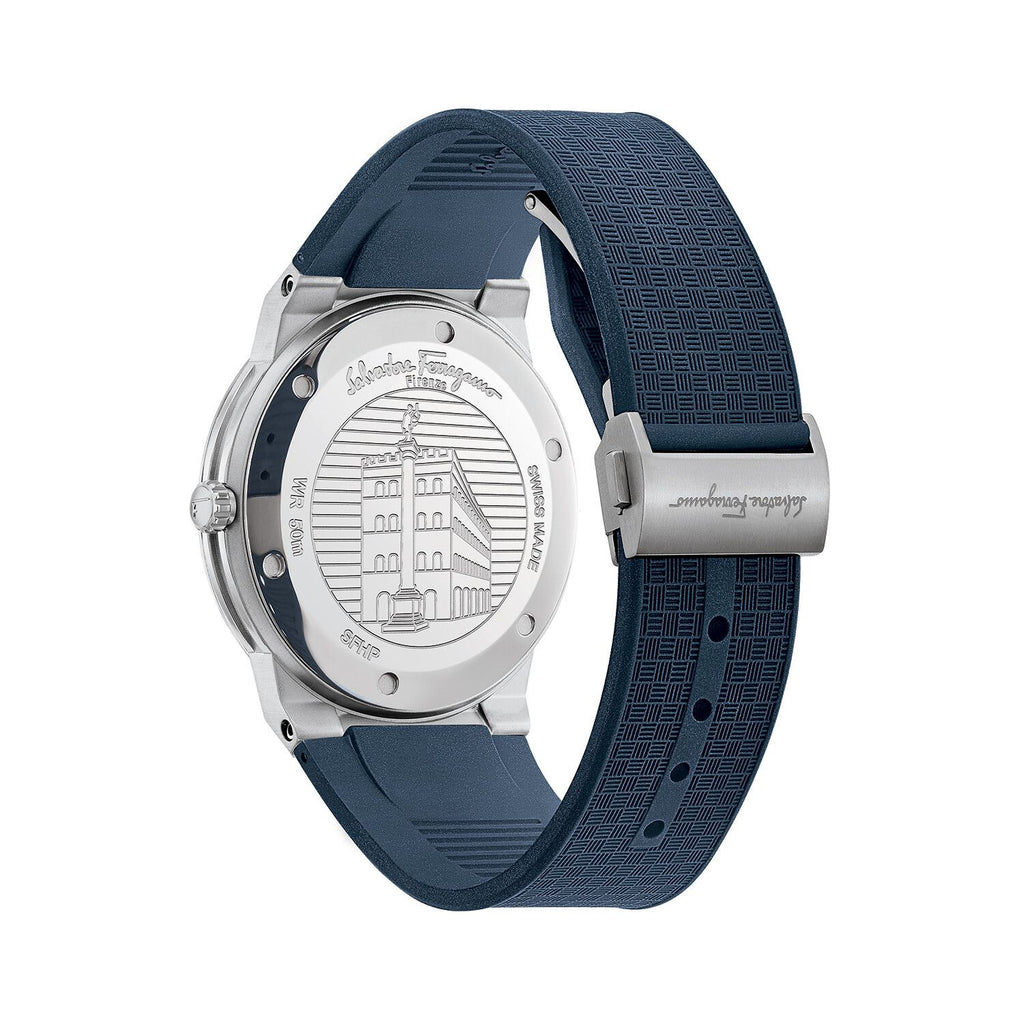Salvatore Ferragamo Sapphire Blue Dial Blue Rubber Strap Watch for Men - SFHP00120