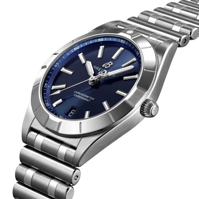 Breitling Chronomat 32 Blue Dial Silver Steel Strap Watch for Women - A77310101C1A1
