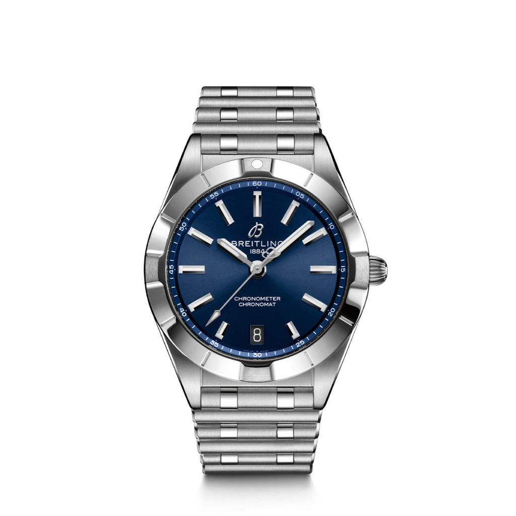 Breitling Chronomat 32 Blue Dial Silver Steel Strap Watch for Women - A77310101C1A1