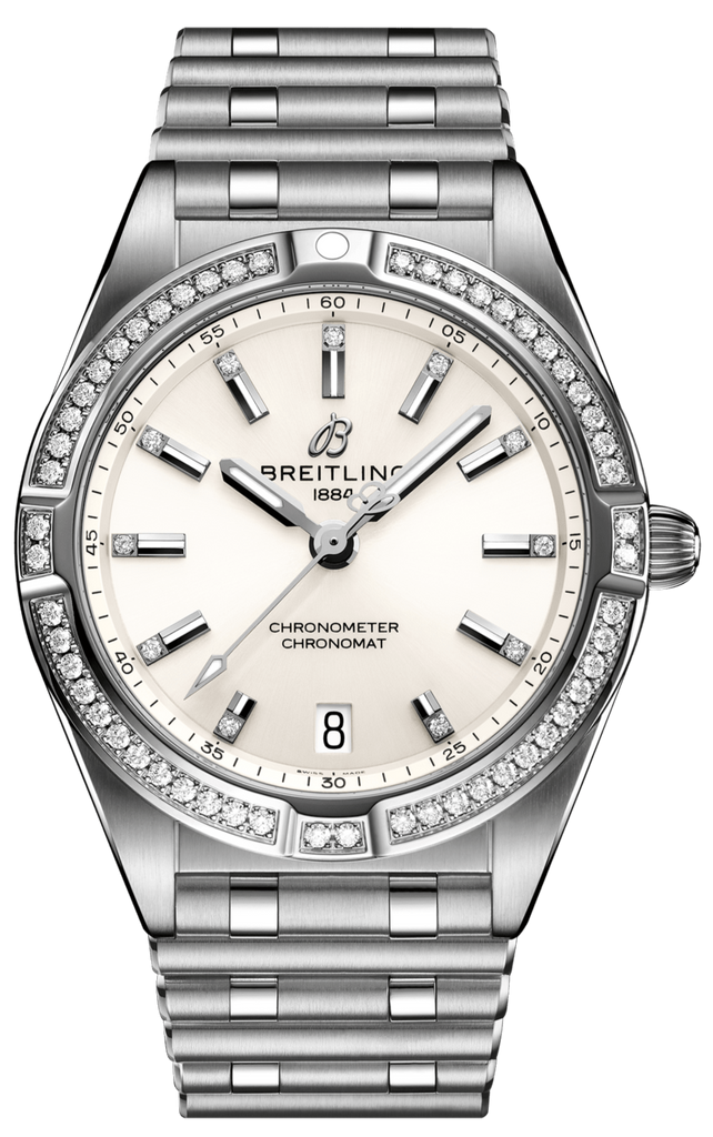 Breitling Chronomat 32 Diamonds White Dial Silver Steel Strap Watch for Women - A77310591A1A1