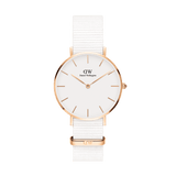 Daniel Wellington Petite Dover Quartz White Dial White NATO Strap Watch For Women - DW001000313