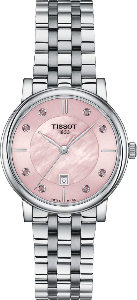 Tissot T Classic Carson Premium Pink Dial Silver Steel Strap Watch for Women - T122.210.11.159.00