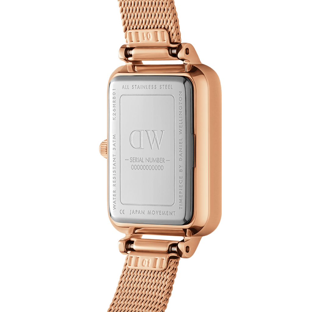 Daniel Wellington Quadro Unitone Rose Gold Dial Rose Gold Mesh Strap Watch For Women - DW00100484