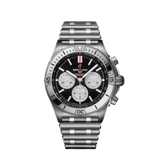 Breitling Chronomat B01 42mm Black Dial Silver Steel Strap Watch for Men - AB0134101B1A1