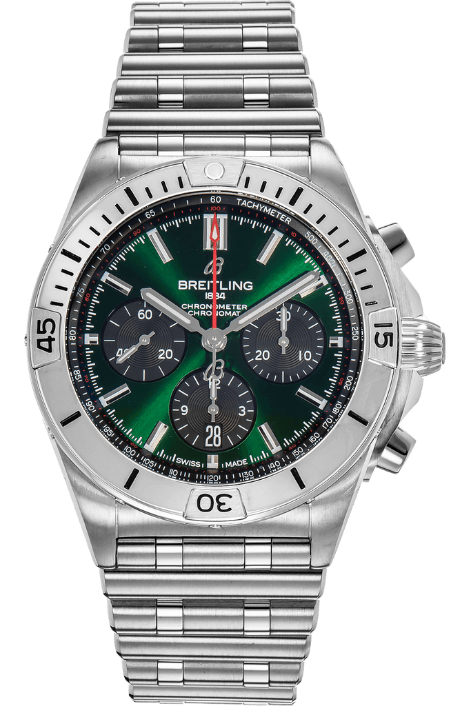 Breitling Chronomat B01 42mm Green Dial Silver Steel Strap Watch for Men - AB01343A1L1A1