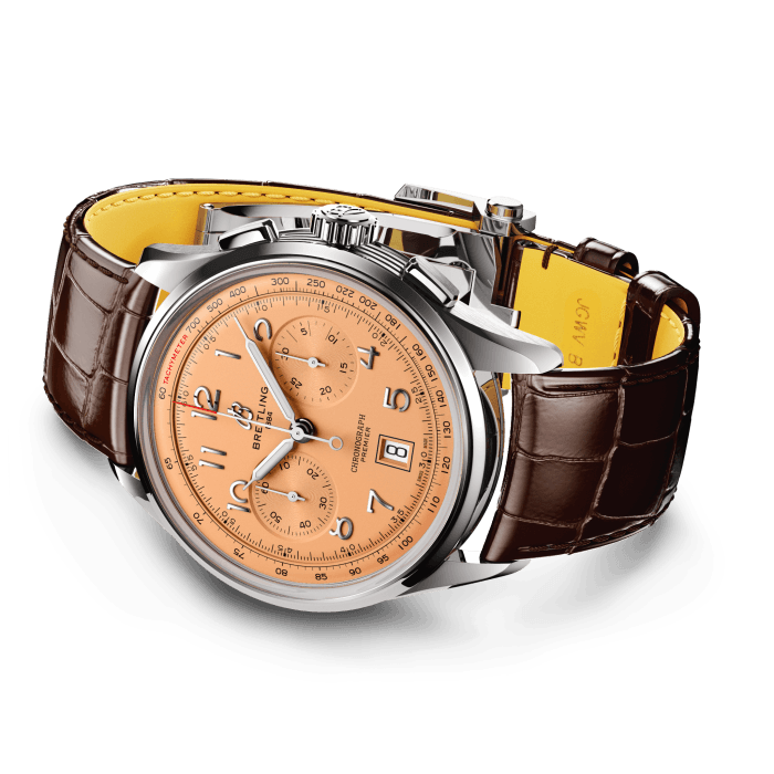 Breitling Premier B01 Chronograph 42 Beige Dial Brown Leather Strap Watch for Men - AB0145331K1P1