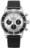 Breitling Superocean Heritage B01 Chronograph 44 Silver Dial Black Mesh Bracelet Watch for Men - AB0162121G1S1