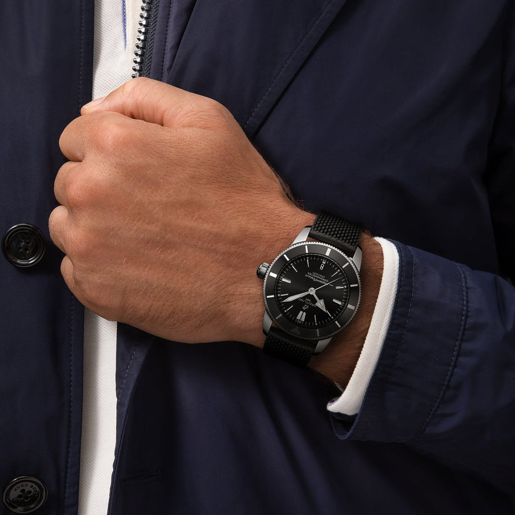 Breitling Superocean Heritage B20 Automatic 44 Black Dial Black Mesh Bracelet Watch for Men - AB2030121B1S1