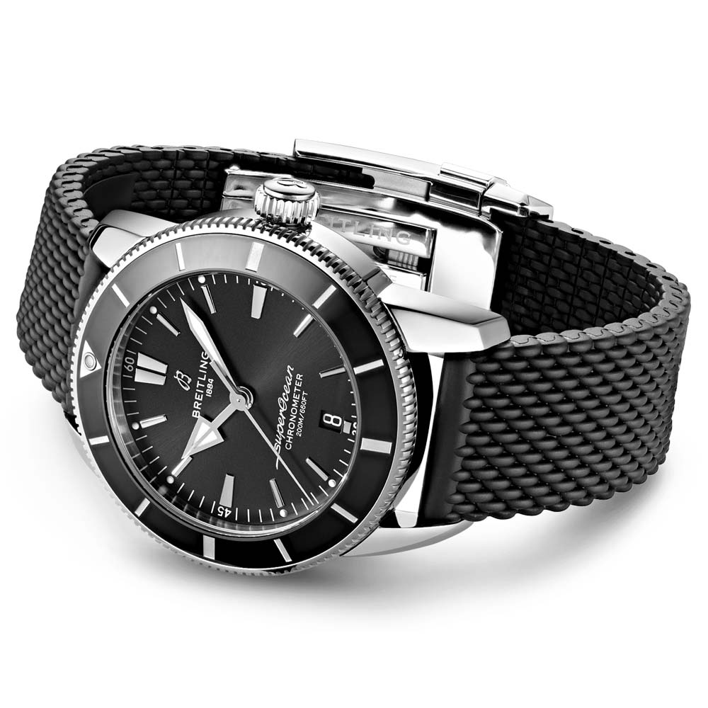 Breitling Superocean Heritage B20 Automatic 44 Black Dial Black Mesh Bracelet Watch for Men - AB2030121B1S1