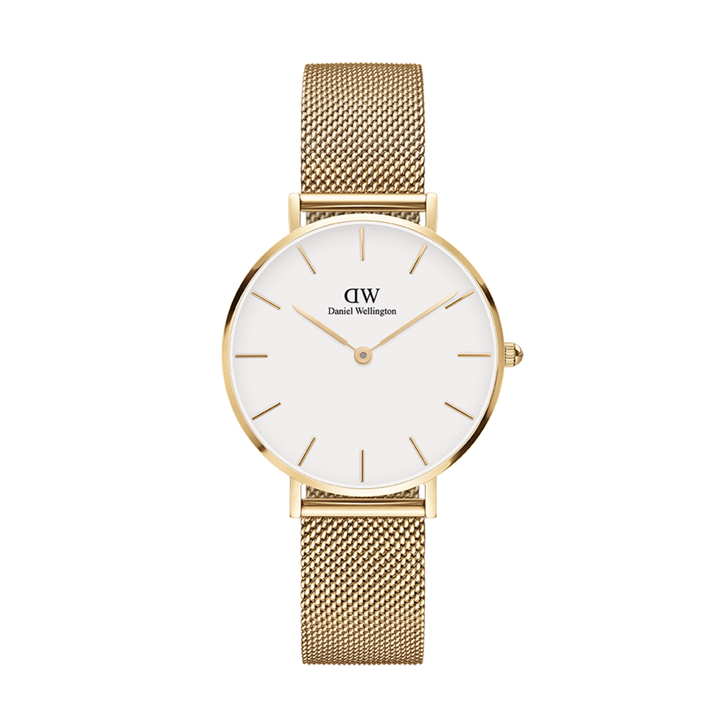 Daniel Wellington Classic Petite Evergold White Dial Gold Mesh Bracelet Watch For Women - DW00100350