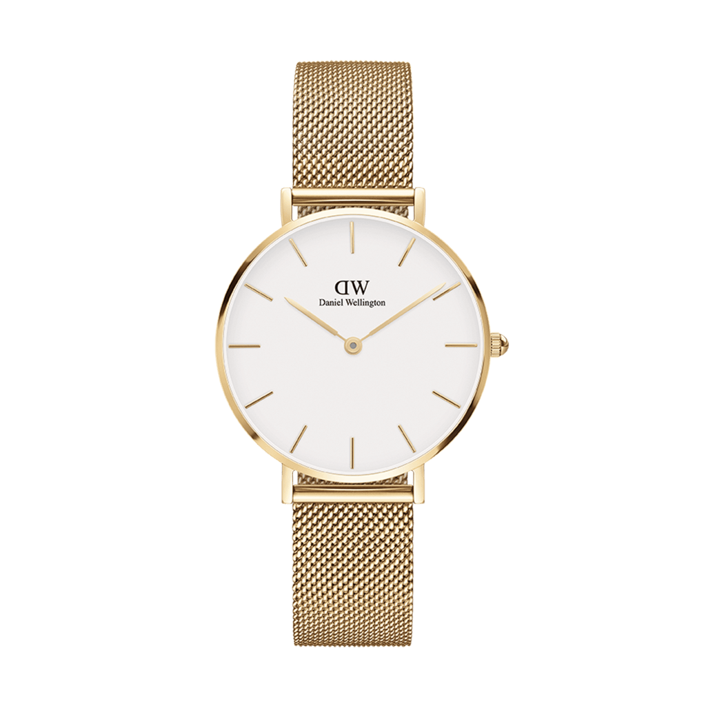 Daniel Wellington Classic Petite Evergold White Dial Gold Mesh Bracelet Watch For Women - DW00100346