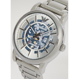 Emporio Armani Meccanico Automatic Silver Dial Silver Steel Strap Watch for Men - AR60006