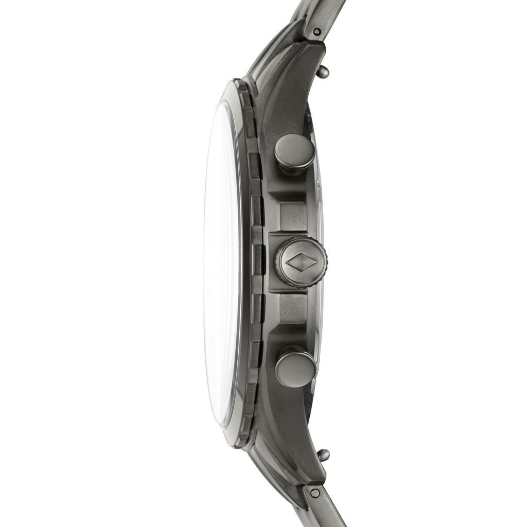 Fossil Forrester Chronograph Black Dial Grey Steel Strap Watch for Men - FS5606